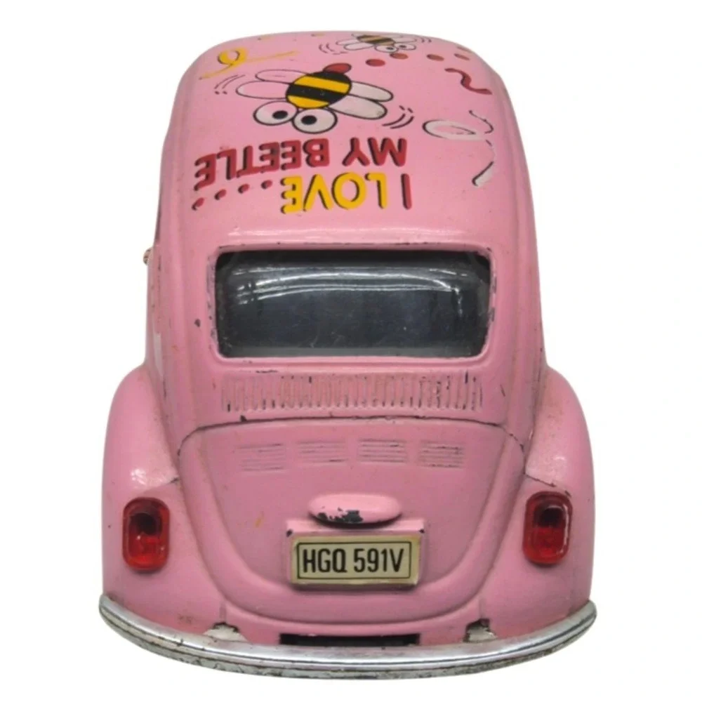 Pink VW Bug Beetle I‎ Love My Beetle Volkswagen Die Cast Metal Toy Car #SS5702